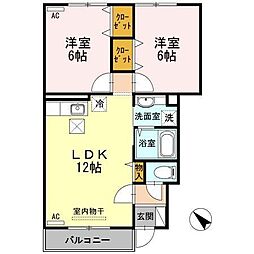 ゆがふテラス1 2LDKの間取図画像
