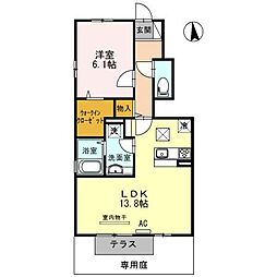 ベルポスト松縄2 1LDKの間取図画像