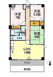 フィネス幸田B棟 3LDKの間取図画像