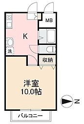 カーサ仏生山 1Kの間取図画像