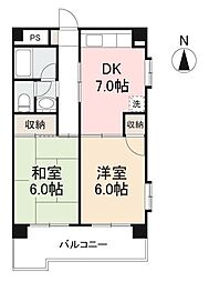 プラザ・アンジェロ 2DKの間取図画像