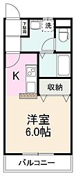 PAZUSHOEI2 1Kの間取図画像