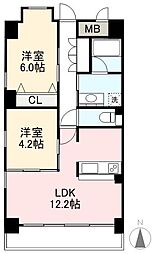 アルファレジデンス昭和町 2LDKの間取図画像