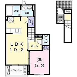 花梨1 1LDKの間取図画像