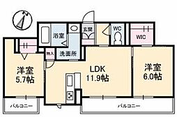 COTTA林町 2LDKの間取図画像