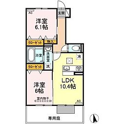 サン・フローラ2 2LDKの間取図画像
