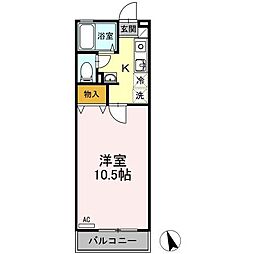ハイツ田中2 1Kの間取図画像