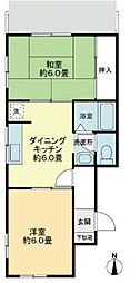 シャンボール福岡 2DKの間取図画像
