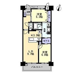 アルファスマート高松駅西II 2LDKの間取図画像