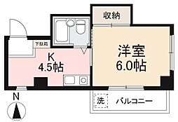 リベルテ二番丁 1Kの間取図画像