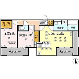 高松市上福岡町アパート 2LDKの間取図画像