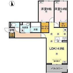 高松市上福岡町アパート 2LDKの間取図画像