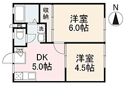 メゾン・神崎 2DKの間取図画像