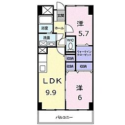 アメニティ屋島 2DKの間取図画像