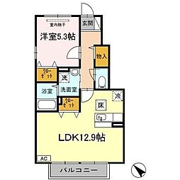 エスポワールB 1LDKの間取図画像