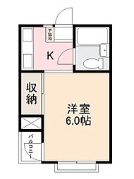 コーポジュネ1 1Kの間取図画像