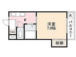 コーポジュネ3 1Kの間取図画像