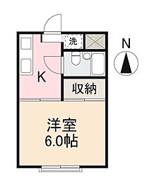 春日Kコーポ 1Kの間取図画像