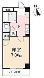 サンハウス栗林 1Kの間取図画像