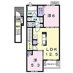 フェリーチェ六条B 2LDKの間取図画像