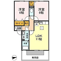 メゾンシャルム木太B 2LDKの間取図画像