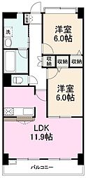 レオパルド国分寺 2LDKの間取図画像