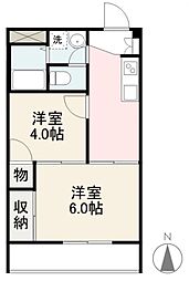 ローズシャンブル 2Kの間取図画像