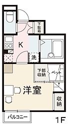 ラポール仏生山 1Kの間取図画像