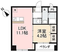 アルト栗林公園 1LDKの間取図画像
