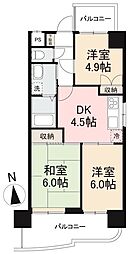 ダイアパレス栗林公園駅前 3DKの間取図画像
