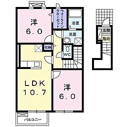 クローバーポンドE 2LDKの間取図画像
