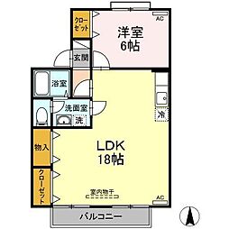 ドミール円座A 1LDKの間取図画像
