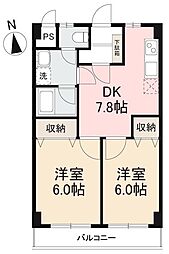 ライス・ワン 2DKの間取図画像