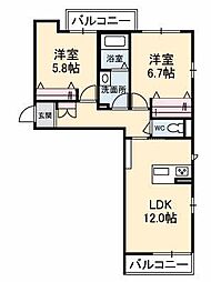 Laluce 2LDKの間取図画像