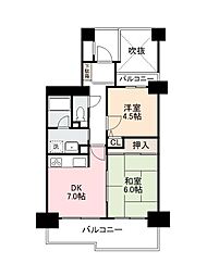 ダイアパレス茜町インタースクエア参番館 2DKの間取図画像