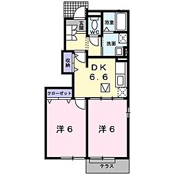 ラッキーA棟 2DKの間取図画像