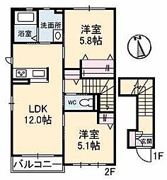 アプリコット5 2LDKの間取図画像
