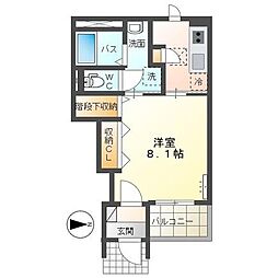 グランブルー百石 1Kの間取図画像
