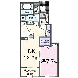 高松市仏生山町甲アパート 1LDKの間取図画像