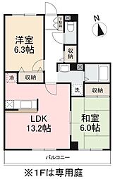 フィネス宮脇 2LDKの間取図画像