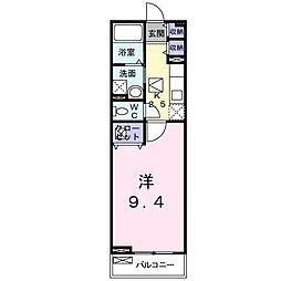 メゾンドフルール 1Kの間取図画像