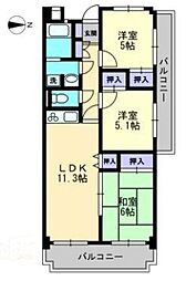 リジェール佐々木 3LDKの間取図画像