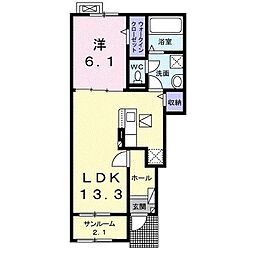 クラール国分寺B 1LDKの間取図画像