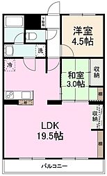 カワイマンション2 1SLDKの間取図画像