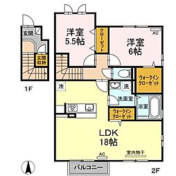 グランツ松島E 2LDKの間取図画像