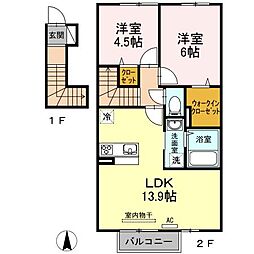 クレセール三谷 2LDKの間取図画像
