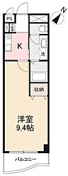 GRANPREMIERゆめ西 1Kの間取図画像
