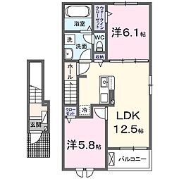 クレストール都 2LDKの間取図画像