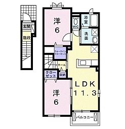 オルソ・グランデ元山B 2LDKの間取図画像