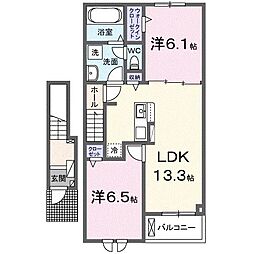 ベルシオン東山崎町B 2LDKの間取図画像